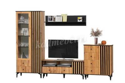 Комод Либерти 51.05 h=150 (Дуб вотан/Чёрный/Дуб вотан)