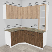 Кухня угловая Дина 1,35*1,85 ЛДСП (Ясень шимо светлый/Ясень шимо темный/Столешница Кантри)