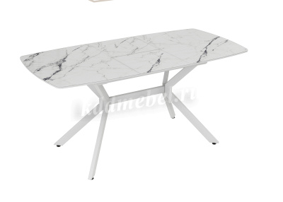 Стол обеденный Джерси раскладной (Мрамор белый/Белый)