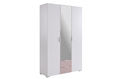Шкаф Зефир трехдверный 109.02 (Белое дерево/Пудра розовая)