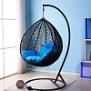 Кресло подвесное маленькое Кокон F-03 (Черный ротанг/Серая подушка)