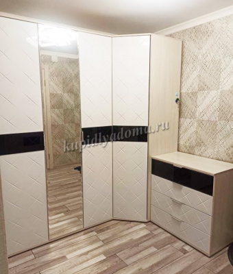 Шкаф угловой Кимберли (Ясень белый/Белый глянец)