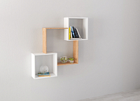 Полка Ника-2 (Гикори Рокфорд натуральный/Белый Древесные поры)