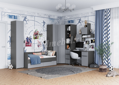 Стеллаж угловой Вита (Темно-серый лофт)